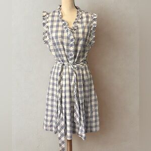 Elegant Checkered Ruffle Mini Dress